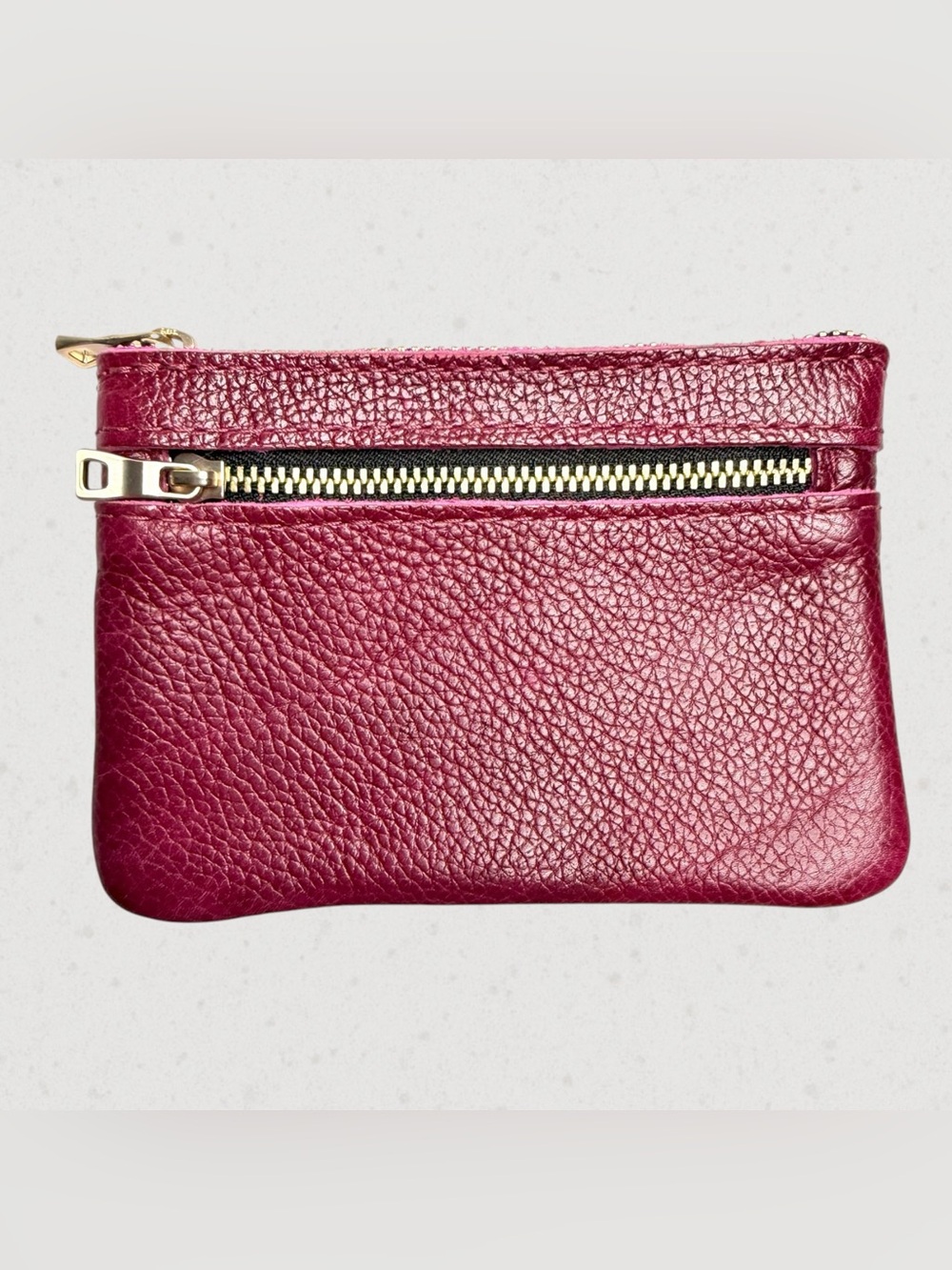 Portland Leather Double Zip Pouch in Orchid